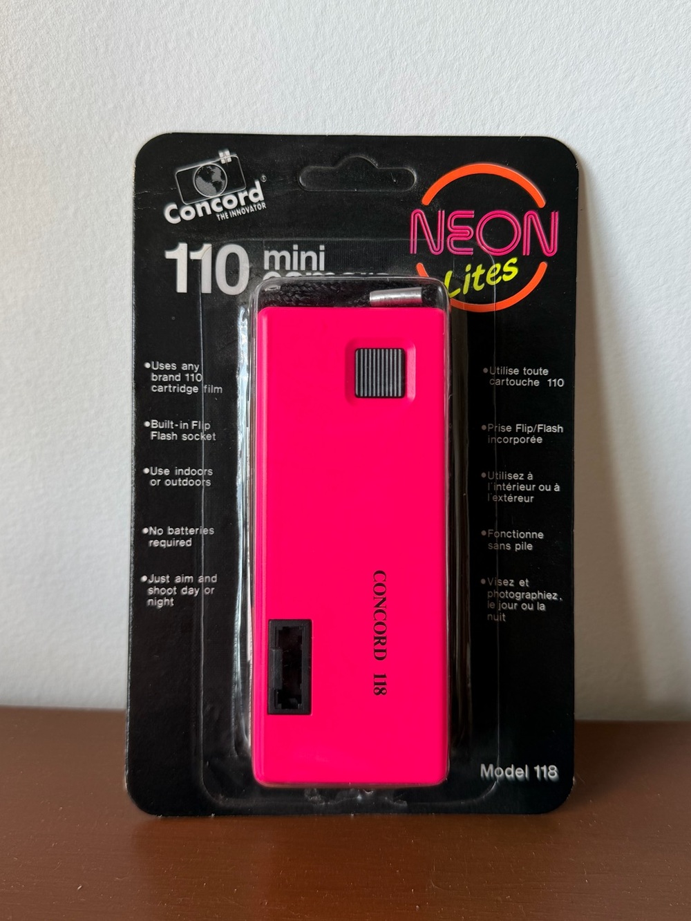 Concord Neon Lites Camera Hot Neon Pink Model 118 110 Film Mini New in Package